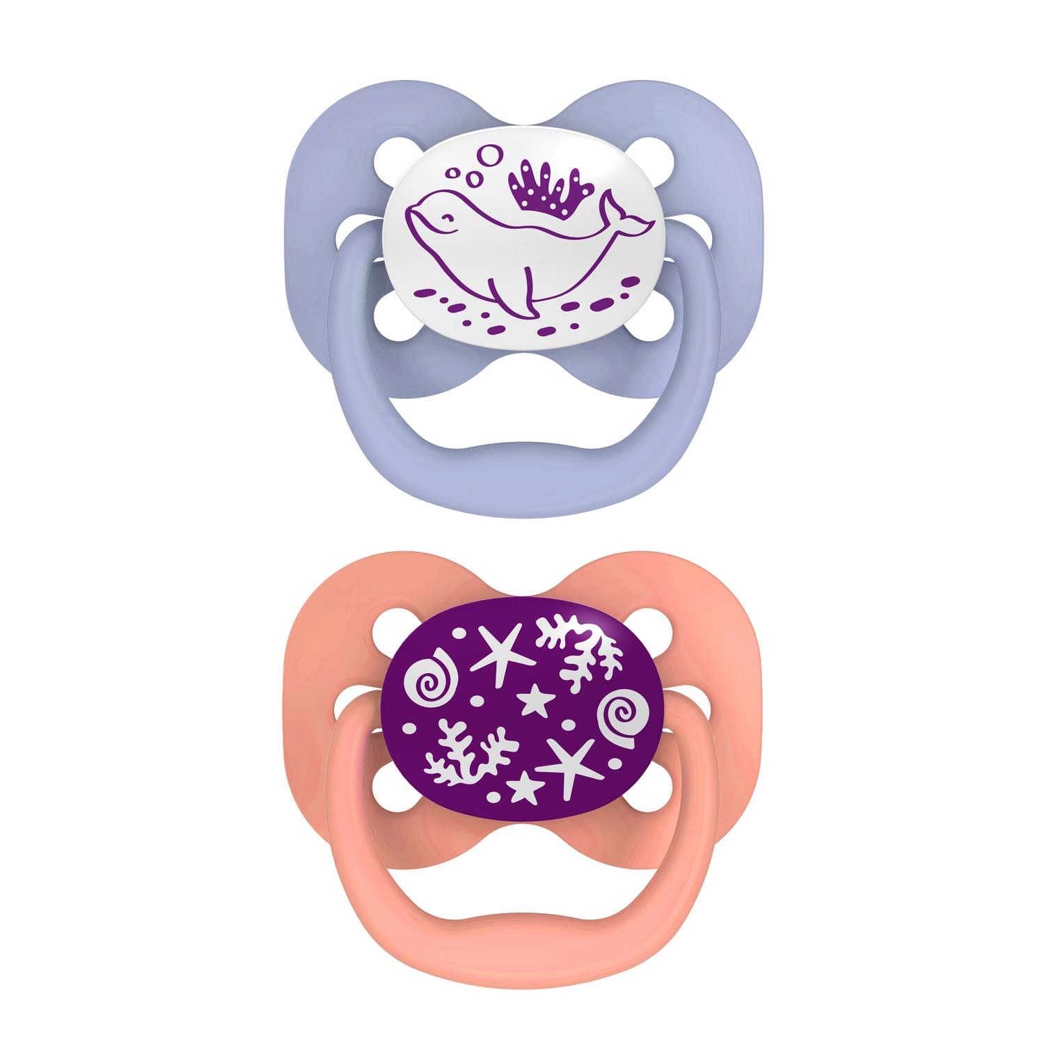 Dr. Brown's™ Advantage™ Glow-in-the-Dark Pacifiers. Ages 0-6 months. 2 Count