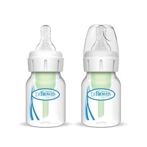 Dr. Brown's Natural Flow Anti-Colic Narrow Baby Bottle. 2oz/60mL with Preemie Flow™ Nipple. 2-Pack