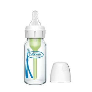 Dr. Brown's Natural Flow Anti-Colic Options+ Narrow Glass Baby Bottle. with Level 1 Slow Flow Nipple
