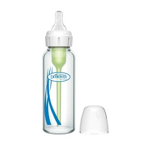 Dr. Brown's Natural Flow Anti-Colic Options+ Narrow Glass Baby Bottle. with Level 1 Slow Flow Nipple