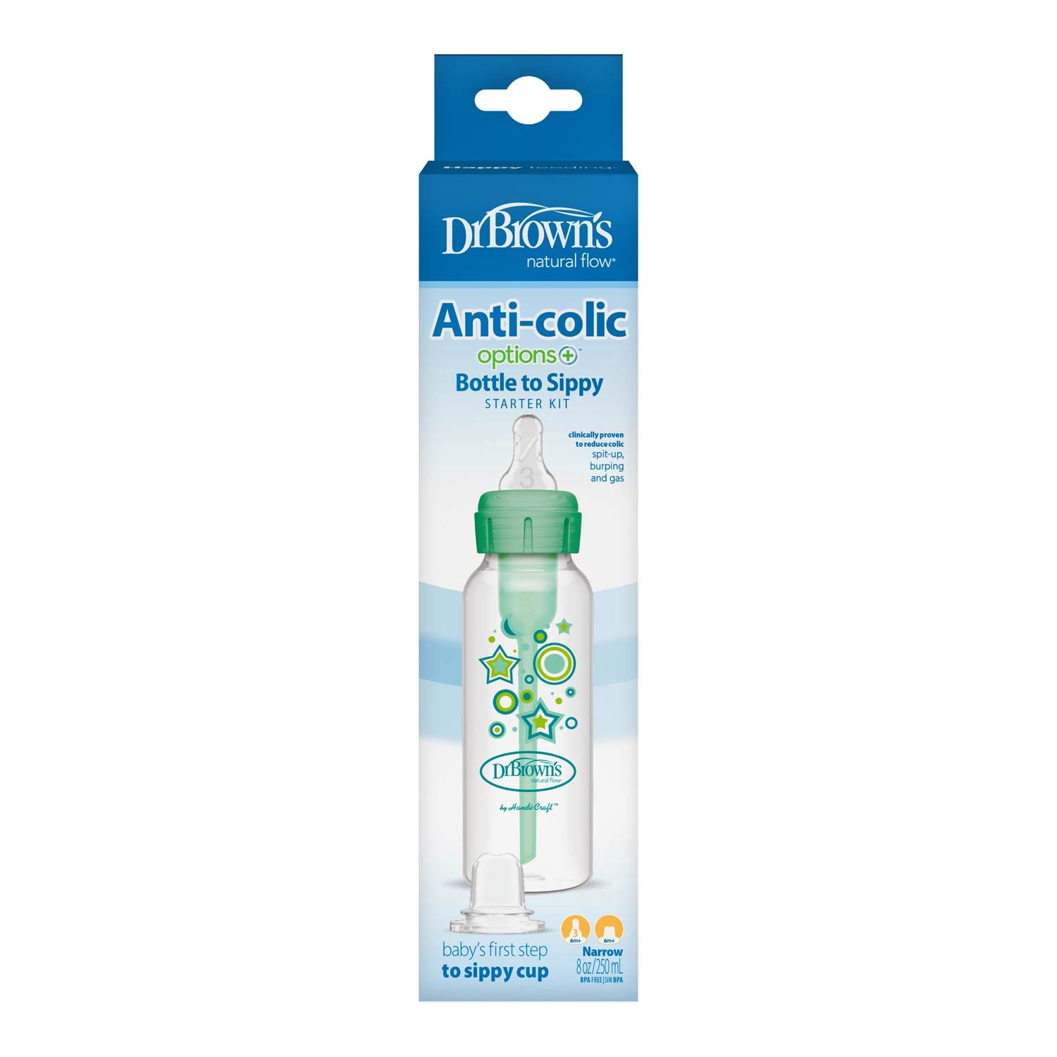 Dr. Brown's Natural Flow Anti-Colic Options+ Narrow Sippy Bottle Starter Kit - Image 2