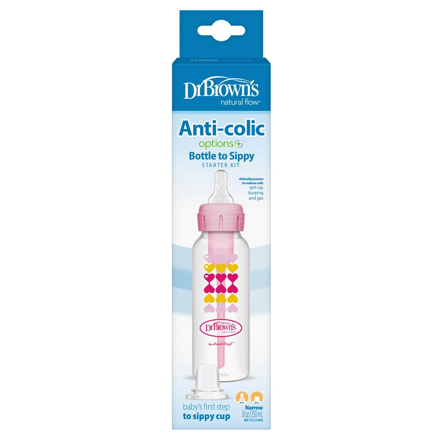 Dr. Brown's Natural Flow Anti-Colic Options+ Narrow Sippy Bottle Starter Kit - Image 2