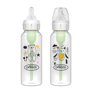 Dr. Brown's Natural Flow Anti-Colic Options+ Narrow Baby Bottle. with Level 1 Slow Flow Nipple. 2-Pack