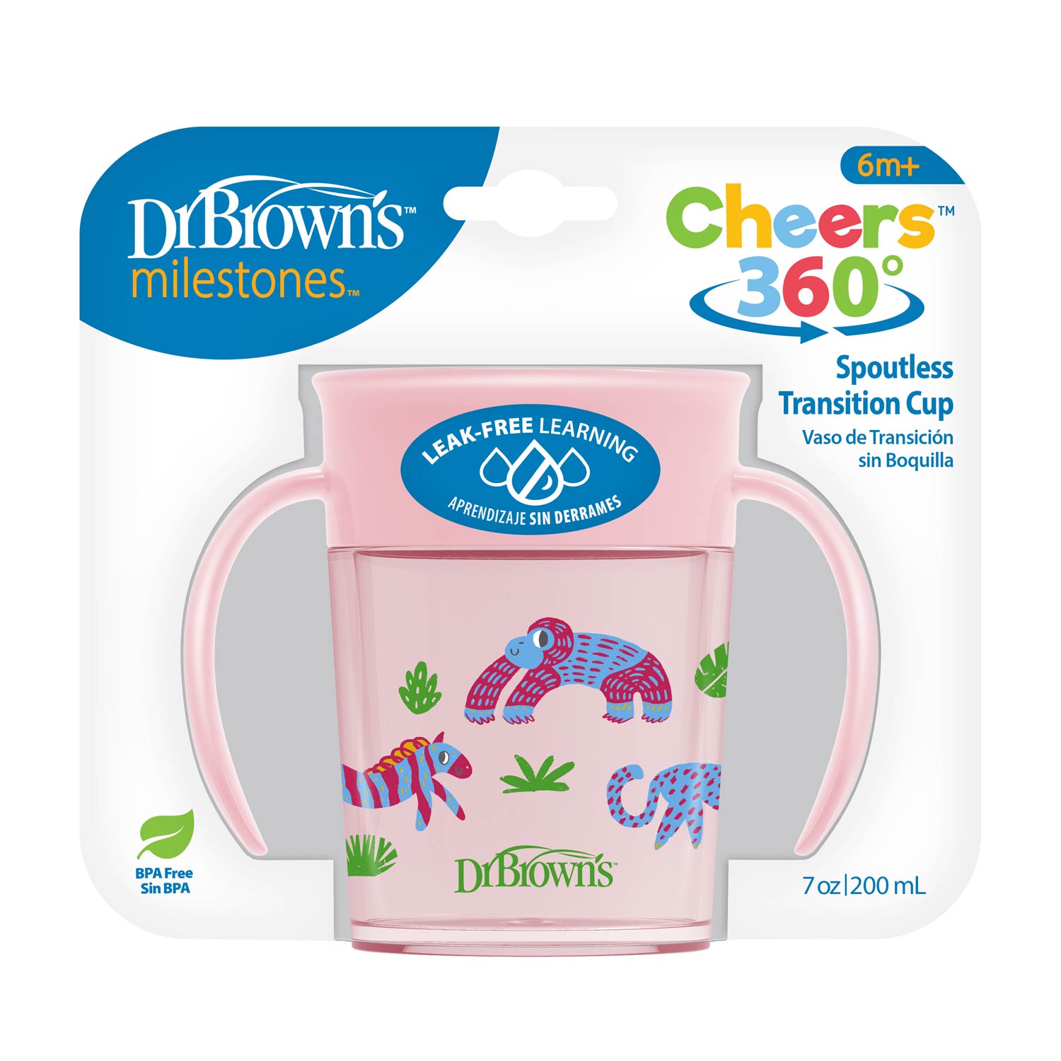 Dr. Brown's Milestones™ Cheers360™ Cup. Pink. 7 oz - Image 2