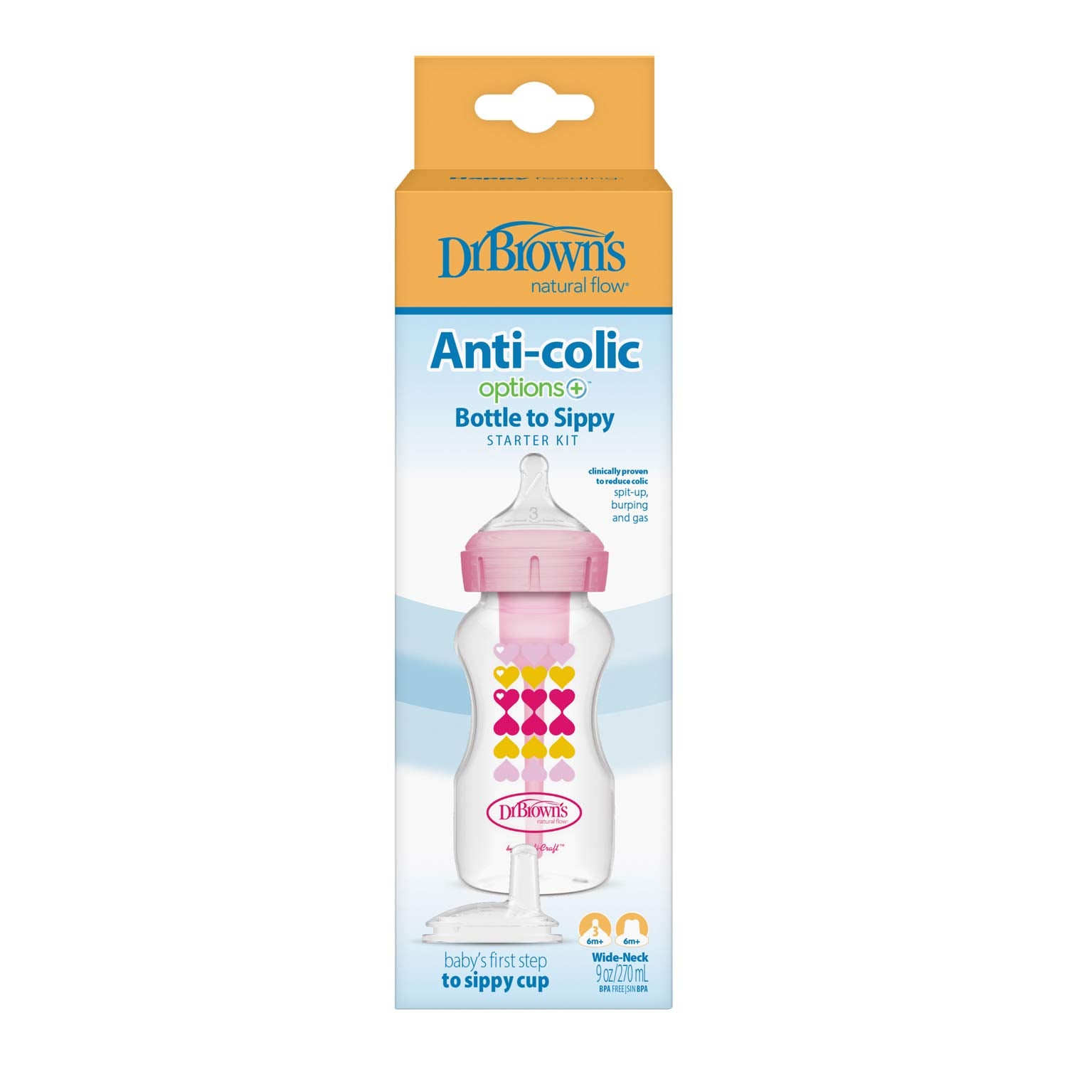 Dr. Brown's Natural Flow Anti-Colic Options+ Wide-Neck Sippy Bottle Starter Kit - Image 2