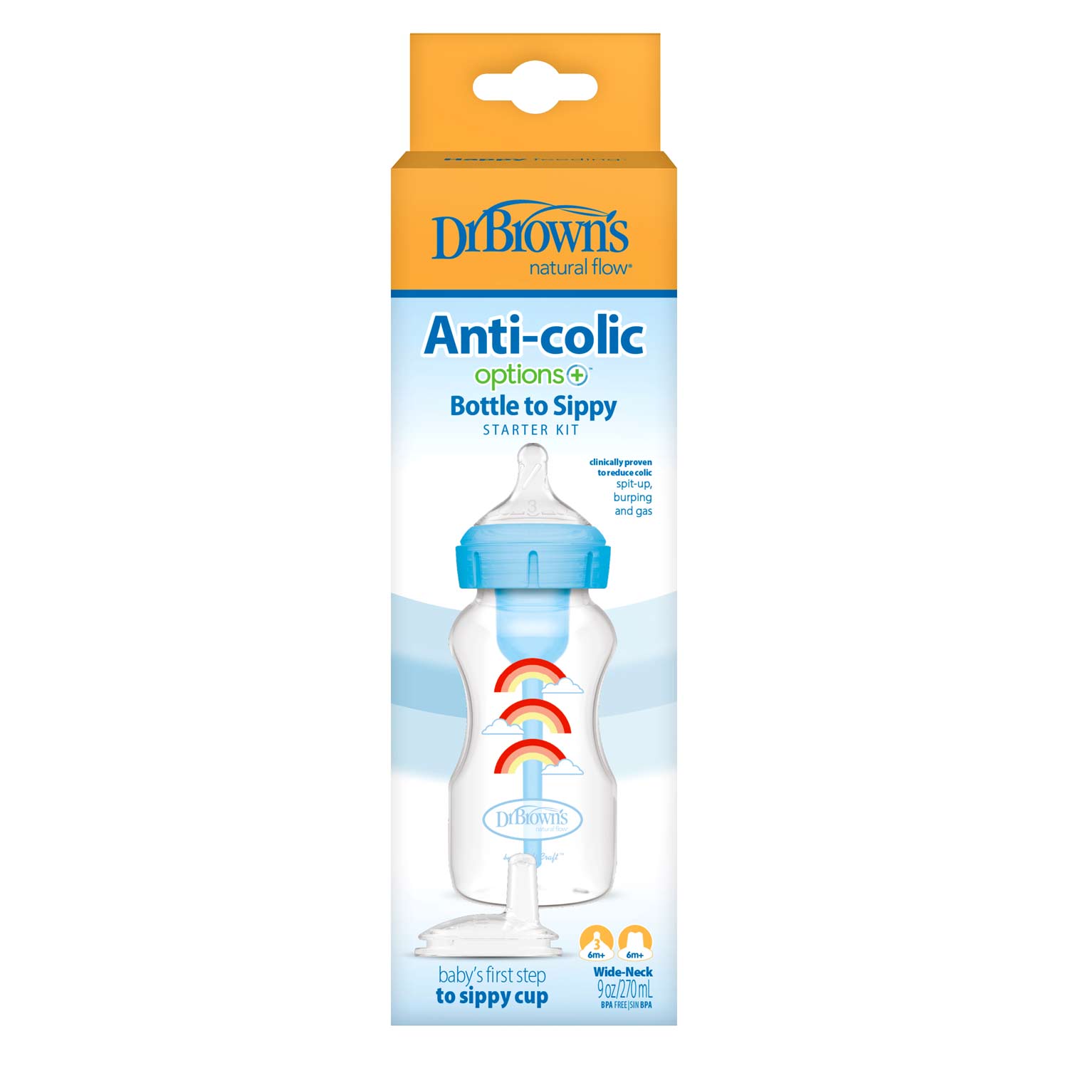Dr. Brown's Natural Flow Anti-Colic Options+ Wide-Neck Sippy Bottle Starter Kit - Image 2