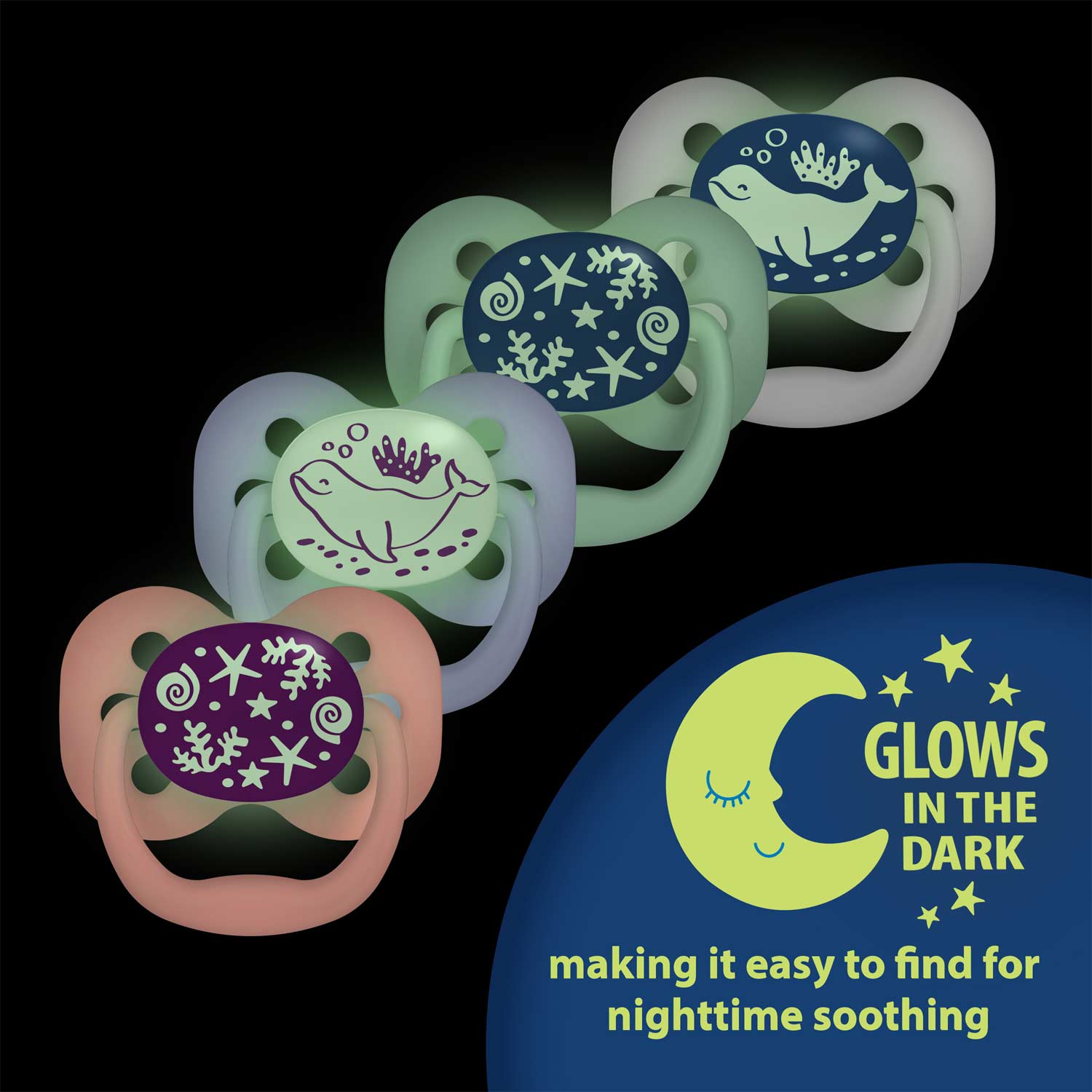 Dr. Brown's™ Advantage™ Glow-in-the-Dark Pacifiers. Ages 0-6 months. 2 Count - Image 6