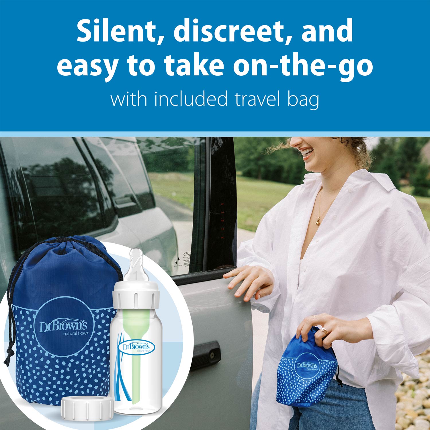 Dr. Brown's Silicone Breast Pump Breast Milk Catcher with Options+ Anti-Colic Baby Bottle & Travel Bag - Image 8