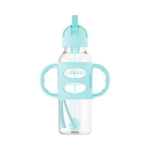 Dr. Brown's Milestones Narrow Sippy Straw Bottle with Silicone Handles. 8 oz/250 mL