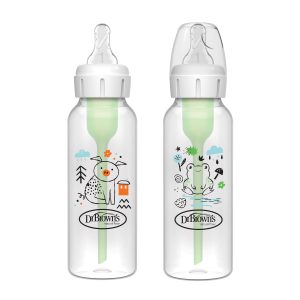 Dr. Brown's Natural Flow Anti-Colic Options+ Narrow Baby Bottle. with Level 1 Slow Flow Nipple. 2-Pack