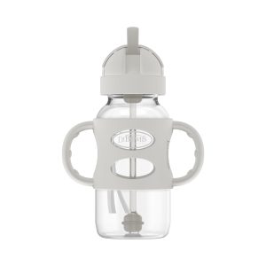 Dr. Brown's Milestones Wide-Neck Sippy Straw Bottle with Silicone Handles. 9 oz/270 mL