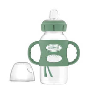 Dr. Brown's Milestones Wide-Neck Sippy Spout Bottle with Silicone Handles. 9 oz/270 mL