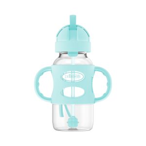 Dr. Brown's Milestones Wide-Neck Sippy Straw Bottle with Silicone Handles. 9 oz/270 mL