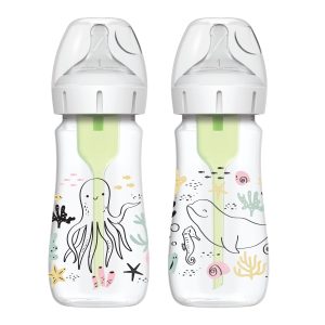 Dr. Brown's Natural Flow Anti-Colic Options+ Wide-Neck Baby Bottle. 9oz/270mL. 2-Pack